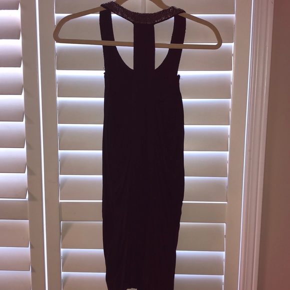 Black Flowy Halter Dress with Beaded Neck - Picture 4 of 4